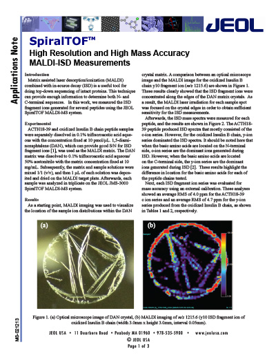 High Res and Acc in MALDI-ISD Measurement